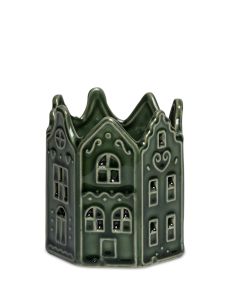 KERAMIKHUS GRÖN LJUSLYKTA D7,5CM H8,5CM