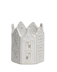 KERAMIKHUS VIT LJUSLYKTA D7,5CM H8,5CM