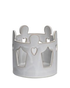 KERAMIK ÄNGLAPARAD VIT LJUSLYKTA D10,5CM H11,5CM