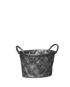 BURTON GRÅ METALLSKÅL OVAL L23 B19 H14CM