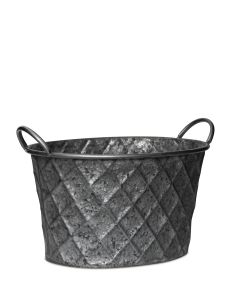 BURTON GRÅ METALLSKÅL OVAL L33 B25 H19CM