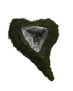 MOSSHJÄRTA SVÄNGT M HÅL GRÖN L28CM B20CM