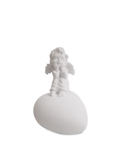 ÄNGEL SITTANDES PÅ HJÄRTA VIT H15CM