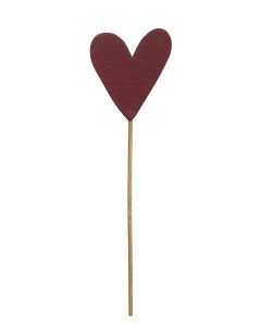 STICK TRÄHJÄRTA MÖRKRÖD D5CM