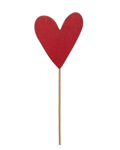 STICK TRÄHJÄRTA RÖD D7CM