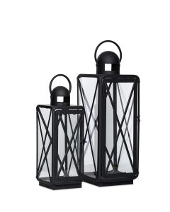 LYKTA SVART METALL S/2 L41/56CM B15/20CM