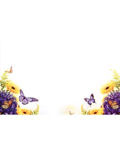 KORT BLÅ/GUL BLOMMOR MED FJÄRIL 50ST/FP