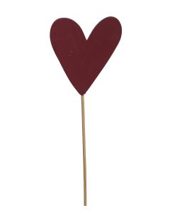 STICK TRÄHJÄRTA MÖRKRÖD D7CM