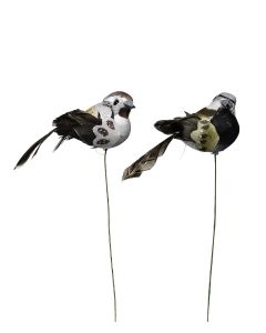 FÅGLAR STICKS GRÖN/GRÅ MIX L8CM